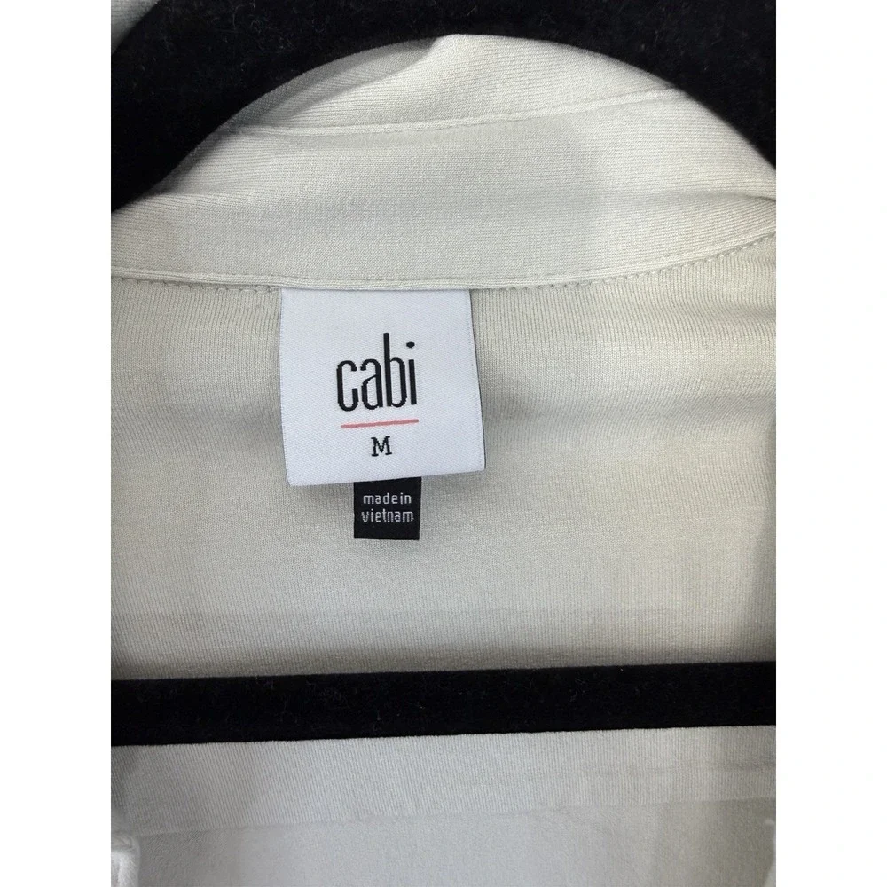 CAbi Creamy Light Taupe Long‎ Sleeved Faux Wrap Pullover Size M